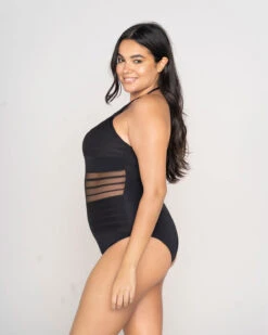 One-Piece Striped Mesh Overlay Slimming Swimsuit -Leonisa Sale Store 190980BL 700 1200x1500 2022 3