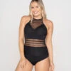One-Piece Striped Mesh Overlay Slimming Swimsuit 1 One-Piece Striped Mesh Overlay Slimming Swimsuit -Leonisa Sale Store 190980B 700 1200x1500 2022 1