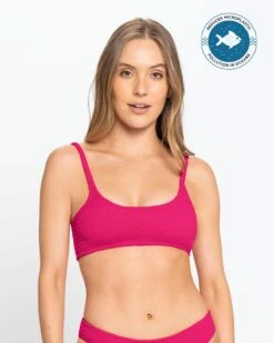Eco-Friendly Textured Bikini Top Made Of Recycled Nylon