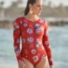 One-Piece Long Sleeve Swimsuit With Macrame Details 1 One-Piece Long Sleeve Swimsuit With Macrame Details -Leonisa Sale Store 19A043 309 1200X1500 1