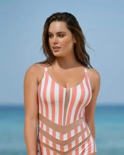 One-Piece Floral Slimming Swimsuit Tie Back, Mesh Cutout Front -Leonisa Sale Store 19A055N 339 1200X1500 3