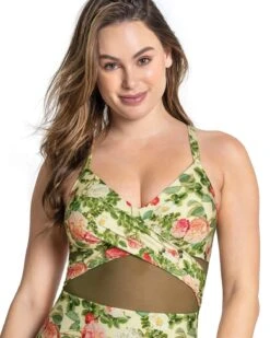 One-Piece Swimsuit With Slimming Compression And Tulle Details 18 One-Piece Swimsuit With Slimming Compression And Tulle Details -Leonisa Sale Store 19A057S 898 1200X1500 usa 4