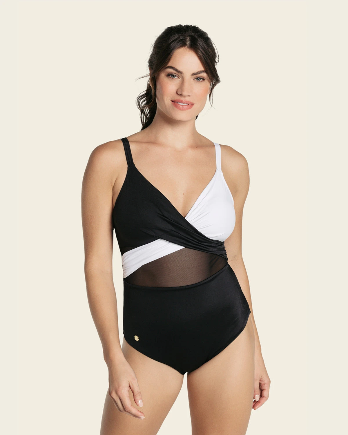 Cross-Front Contrast Graphic One-Piece Slimming Swimsuit 3 Cross-Front Contrast Graphic One-Piece Slimming Swimsuit