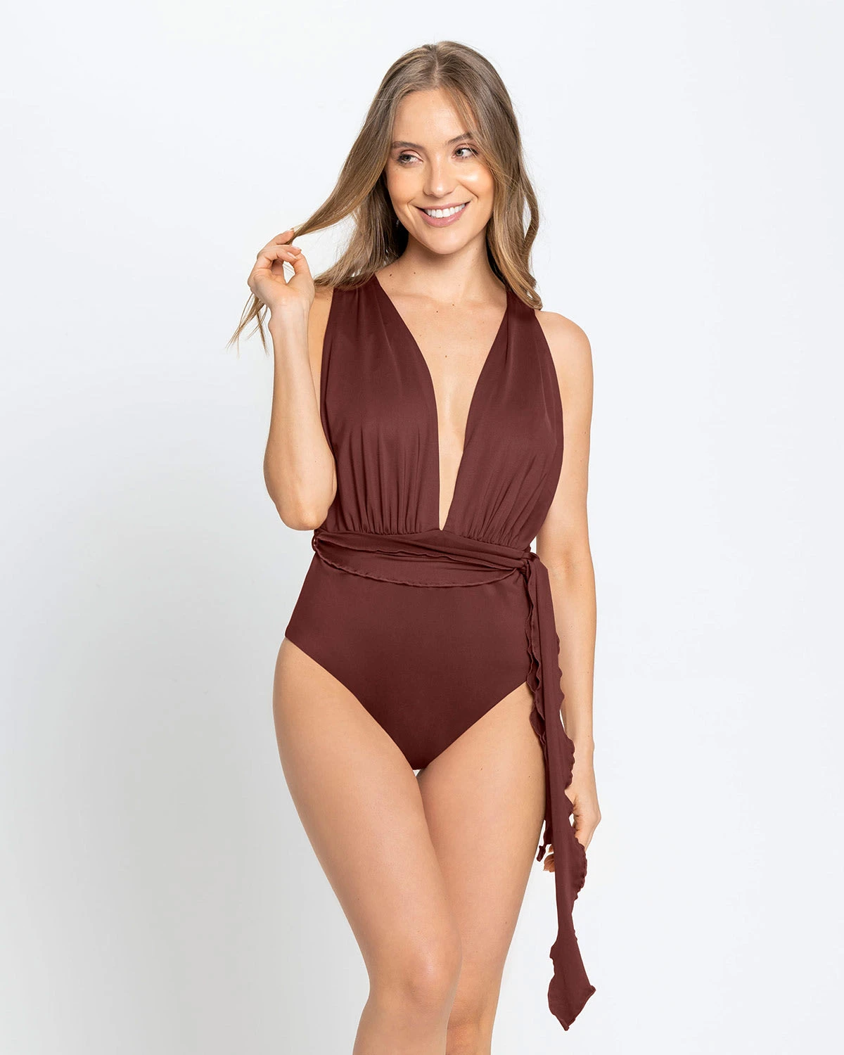 Eco-Friendly Tie Strap One-Piece Swimsuit Made Of Recycled Plastic 3 Eco-Friendly Tie Strap One-Piece Swimsuit Made Of Recycled Plastic