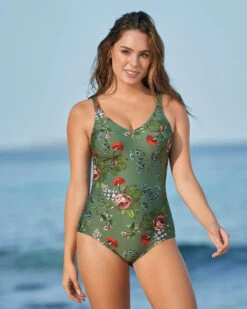Printed One-Piece Swimsuit With Slimming Compression -Leonisa Sale Store 19A089 617 1200X1500 4