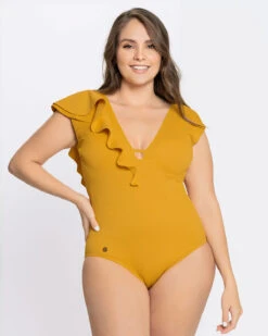 Ribbed One-Piece Slimming Swimsuit With Ruffles 26 Ribbed One-Piece Slimming Swimsuit With Ruffles -Leonisa Sale Store 19A103N 122 1200X1500 TG 1