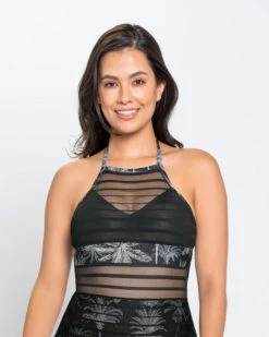 One-Piece Sheer Stripe High-Neck Slimming Swimsuit -Leonisa Sale Store 19A106N 701 1200X1500 usa 3