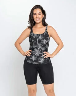Long Slimming Short Bottom Graphic Tankini